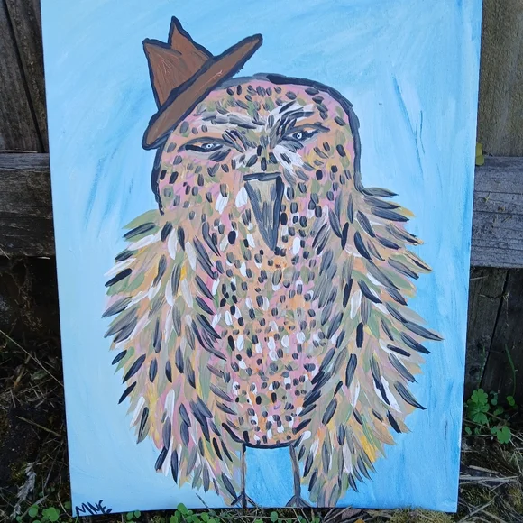 Owl In Hat Painting - Picture 2 of 13